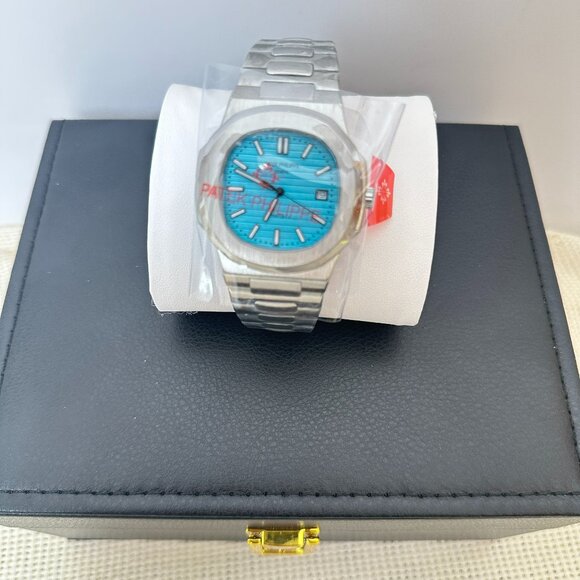 Patek Philippe & Tiffany Nautilus Stainless Steel Blue Dial Watch - Picture 2 of 7